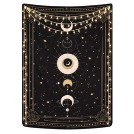 Yugarlibi Moon Phases Tapestry, Mysterious Constellation, Starry Sky Tarot Cards, Wall Hanging, Aesthetic, Retro Astrology Wall Art for Bedroom, Living Room, Black, 150 x 130 cm