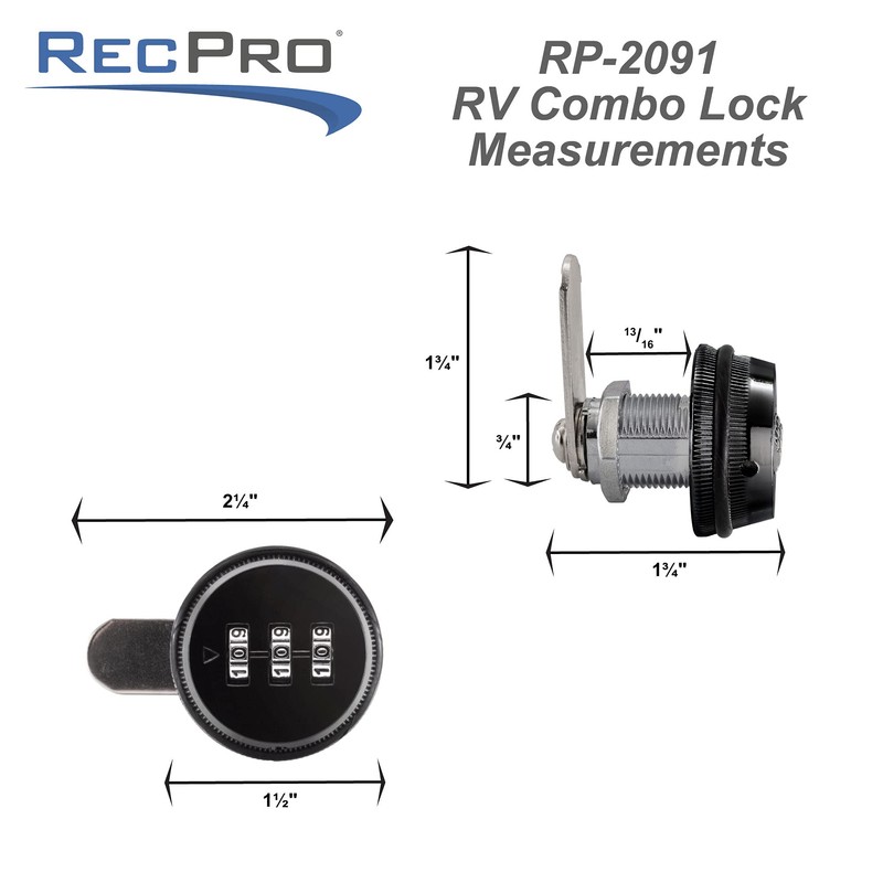 RecPro RV Combination Cam Lock | for 5/8" Thick Door