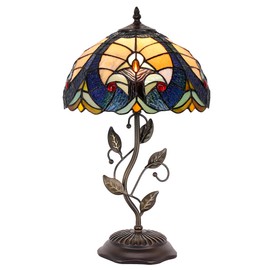 WXCFCD Tiffany Table Lamp Stained Glass Desk Lamp 12X12X19 Inches Reading Light Decor Bedroom Living Room (Yellow Liaison Style)