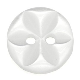 The Bead and Button Box - 10 Clear White Flower embossed Resin Buttons 11mm. Sewing Knitting, Handbags, Cushions, Crafts, Scrapbook,