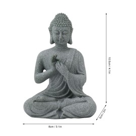 Mumusuki Arenisca Verde Buda Yoga Meditación Buda Estatua Arenisca Escultura Estatuilla Coleccionable Artesanía Feng Shui Escultura Decoración para el Hogar Oficina Estante Escritorio (7135K-01)