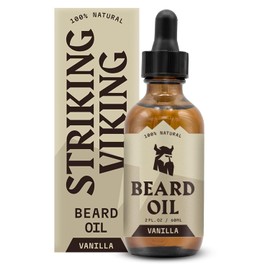 Striking Viking- Beard Bliss: revitaliza tu barba con nuestro aceite para barba no graso con aroma a vainilla. Este aceite para el crecimiento de la barba totalmente natural para hombres deja tu barba