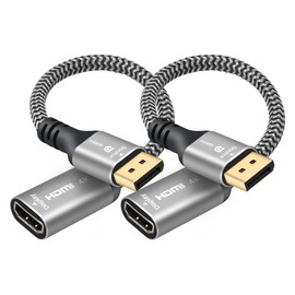 4K@60Hz DisplayPort to HDMI Adapter 2Pack, Uni-Directional DP DisplayPort Male (Source) to HDMI Female (Screen) Braided Cord Converter Connector for PC, Dell, HP, AMD, NVIDIA Laptop HDTV Monitor