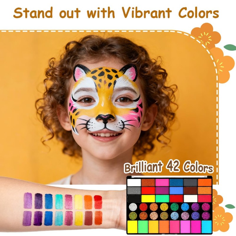 Alaoo Body Painting, 42 Colori Truccabimbi Kit, Solubile in Acqua