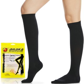 Ailaka 20-30 mmHg Compression Socks for Women & Men 1 Pair, Graduated Support Closed Toe Knee High Varices Stockings, Travel, Casual-Formal Hosiery