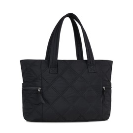 Prite Quilted Tote Bag for Women Large Puffer Travel Shoulder Bag Handbag Lightweight Fluffy Teacher Nurse Bag for Work, Gym, School