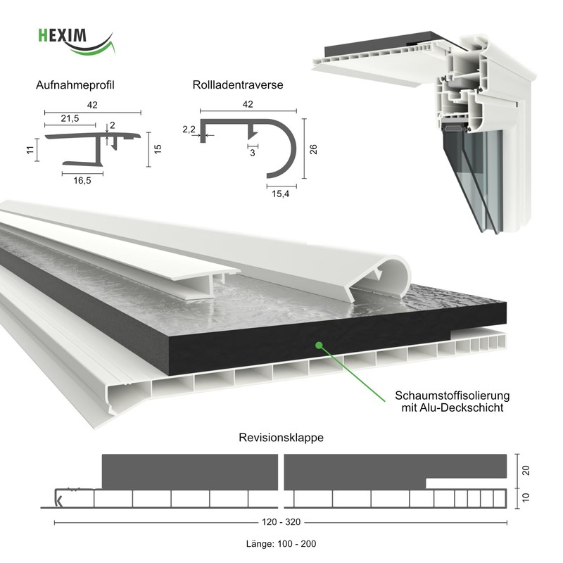 HEXIM PVC Roller Shutter Box Cover Complete Set, Roller Shutter