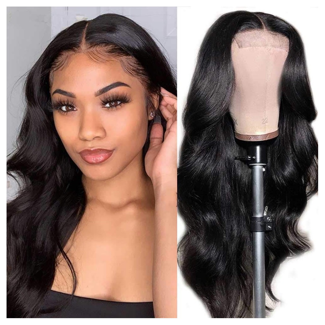ANNELBEL Body Wave Lace Front Wigs Human Hair Pre Plucked with Baby Hair Glueless Lace Closure Wigs Brazilian Human Hair Wigs for Black Women (18 inch, Natural Color, 150% Density, Body Wave Wig)