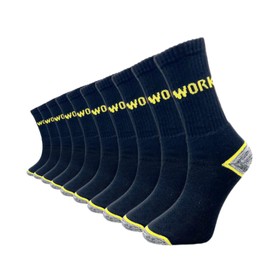 Socksberg Work Socks Men's Long & Short (9-12 Pairs) | Durable & Lint-Free Anti Sweat Socks | Work Socks | Warm Work Socks Winter & Summer | Work Stockings, Work Socks, 10 pairs of classic long, black