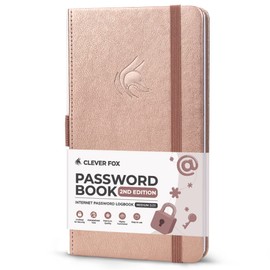 Clever Fox Password Book 2nd Edition – Hardcover Password Keeper with Alphabetical Tabs – Internet Address Notebook & Login Details Organizer Journal – 4.1x7.6” (Rose Gold)