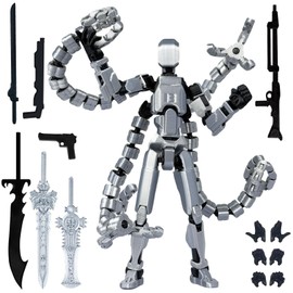Already Assembled T13 Action Figure Accessories,T13 Multi-Jointed Movable,for Collectors Desktop Decorations t-13 Movability 3D Printed Toys (Gray, 7.2 Inch)