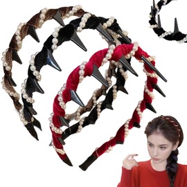 3 Pack Vintage High Cranium Artificial Pearl Hairband, 2025 New Elegant Pearls Headbands,Headband with Teeth,for Women Girls, Decorative Hair Bands arty Or Daily Wear (Pearl, 3PC)