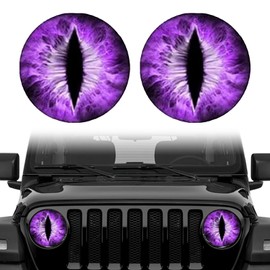 Damwot Beast Eyes Headlamp Decals - 3D Round Eyes Headlight Decals for Jeep, Truck, Car Body & Window Decoration (Purple)