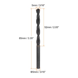 sourcing map 10pcs Jobber Drill Bits 5mm (3/16") Nitride Coated High Speed Steel (HSS) 4241 Twist Drill Bits for Stainless Steel Copper Aluminum Alloy Metal Wood Plastic, Black