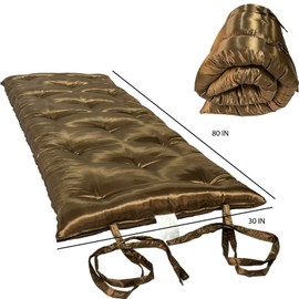 Danfuton Japanese Floor Rolling Mattress, Cotton Shikifuton 3 x 30 x 80 Satin Brown