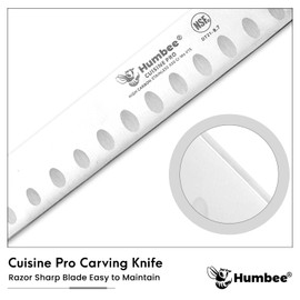 Humbee Chef Carving Knife 8-Inch with Granton Edge for Turkey Ham Meat Slicing and cutting NSF Certified DT-21 Series, Black