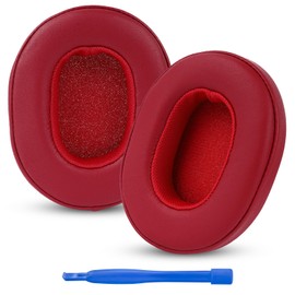 Linkidea Replacement Ear Pads for Skullcandy Crusher Wireless/Evo/ANC, Hesh 3/ Evo/ANC, Venue ANC Headphones, Ear Cushions (Protein Leather/Red)