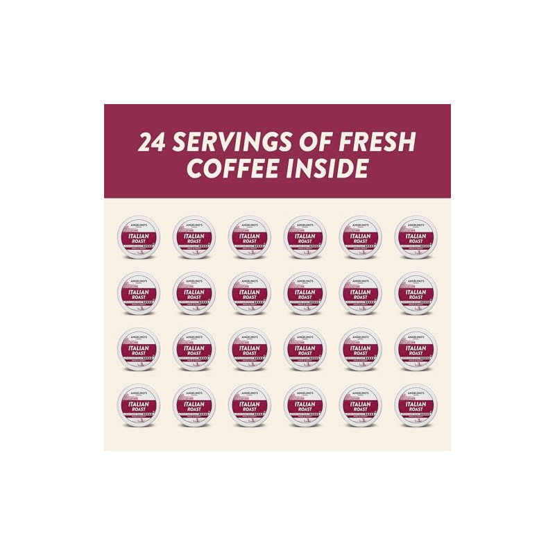 Angelino's Coffee Italian Roast Coffee Pods, 24 Count – Extra