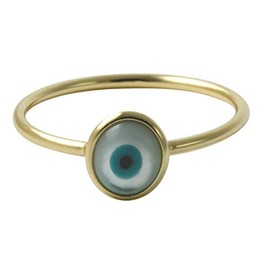 apop nyc Goldtone Sterling Silver Blue Evil Eye Thin Ring Stacking Size 6