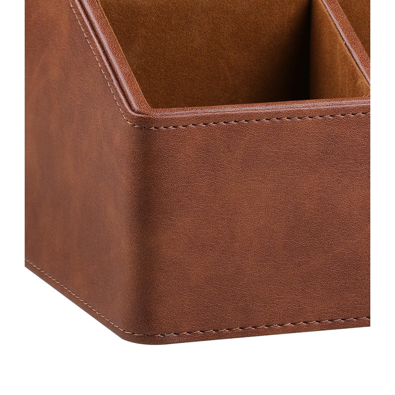 MEIBOOCH PU Leather Desk Organizer, Luxury Remote Control Holder for