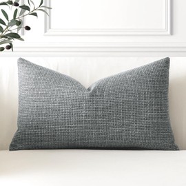 Artscope Linen Cushion Covers Set of 1 Decorative Lumbar Pillowcase Pillow Cover 12x20 Inch for Home Decor Sofa Bedroom Car 30x50cm Dark Grey