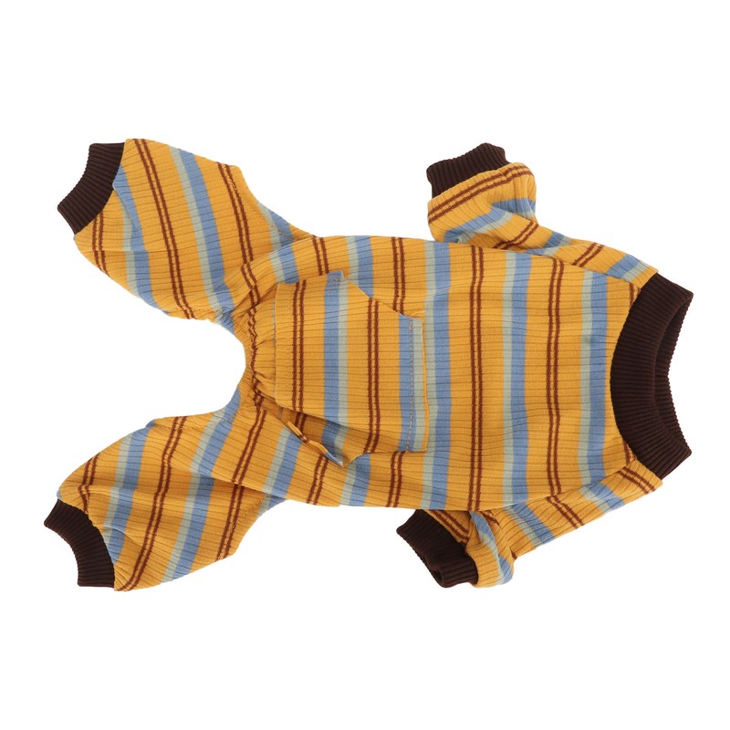 Striped Dog Pajamas Soft Stretchy Warm 4 Legged Puppy Jumpsuit