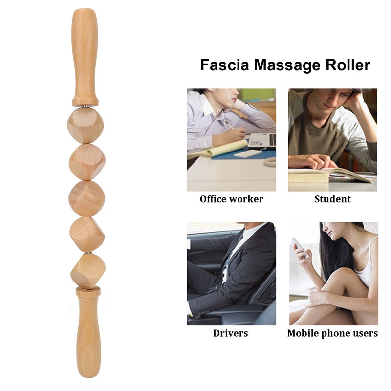 Fascia Massage Roller Meridian Dredgin Wooden Scraping Rods with 5pcs