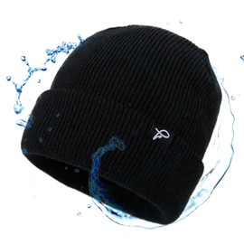 TOP-EX Large Winter Waterproof Beanie Hats Men for Big Heads Women Warm Fleece Lined Cold Weather Hats for Golf Walking Running Fishing Hunting XXL Black