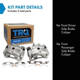 TRQ Front Brake Caliper Set Zinc Coated Brackets Hardware Compatible with 2012-2019 Nissan Versa 2014-2019 Versa Note