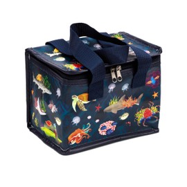 Puckator RPET Cool Bag Lunch Bag Marine Kingdom Themed - Made from Recycled Plastic Bottle - Insulated Lunch Bag for Women Men Children - Lunch Box Bag for Work & School - Beach Picnic Accessories
