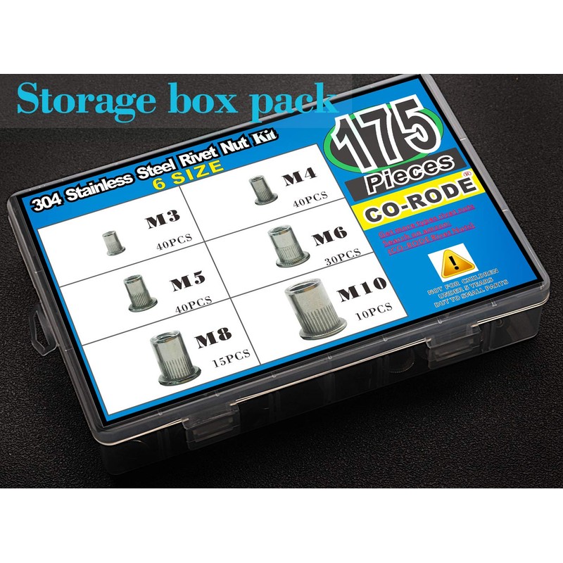 175PCS 304 Stainless Steel Rivet Nut Threaded Rivetnut Insert Nutsert(M3