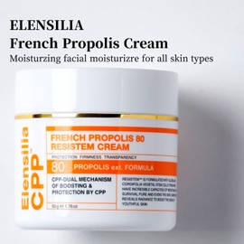 Elensilia CPP 80% French Propolis Facial Cream 1.76 Fl. Oz, Revitalizing and Rejuvenating Antioxidant Cream packed with 80% Propolis Extract, 2% Resistem, 12 Berry Extracts for Dull and Lackluster Skin