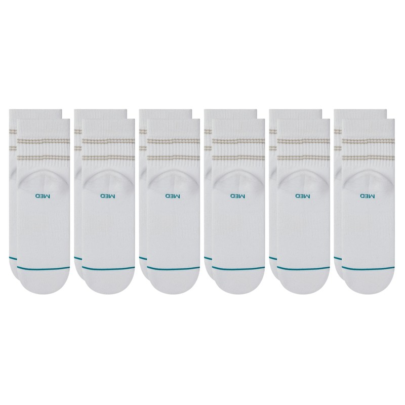 Stance Vital Quarter Sock 6-Pack for Men and Women, White,