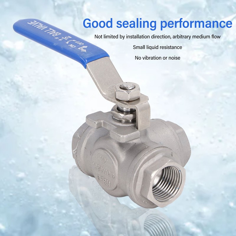 3 Way Ball Valve 1/2in DN15 304 Stainless Steel Female
