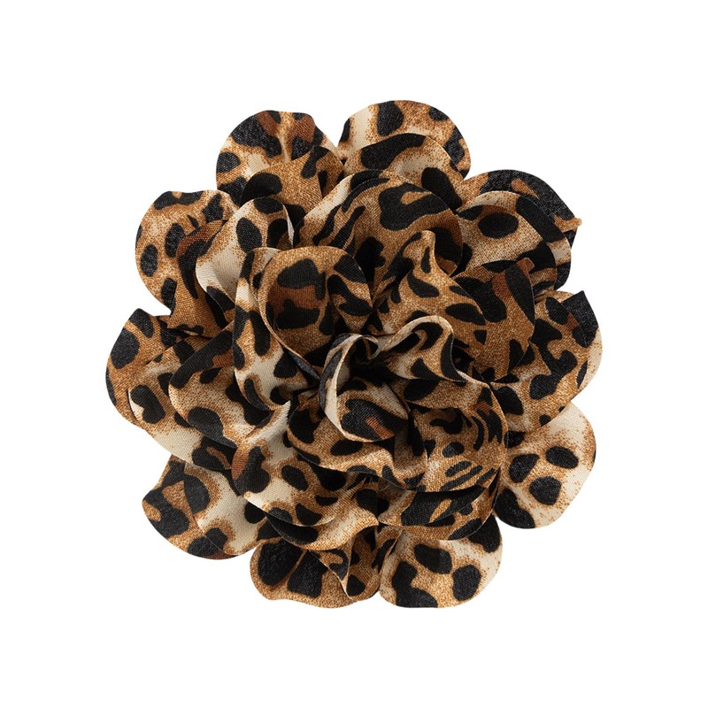 HUANGANG Leopard Print Flower Duckbill Clip Brooch Exaggerated Floral Shaped