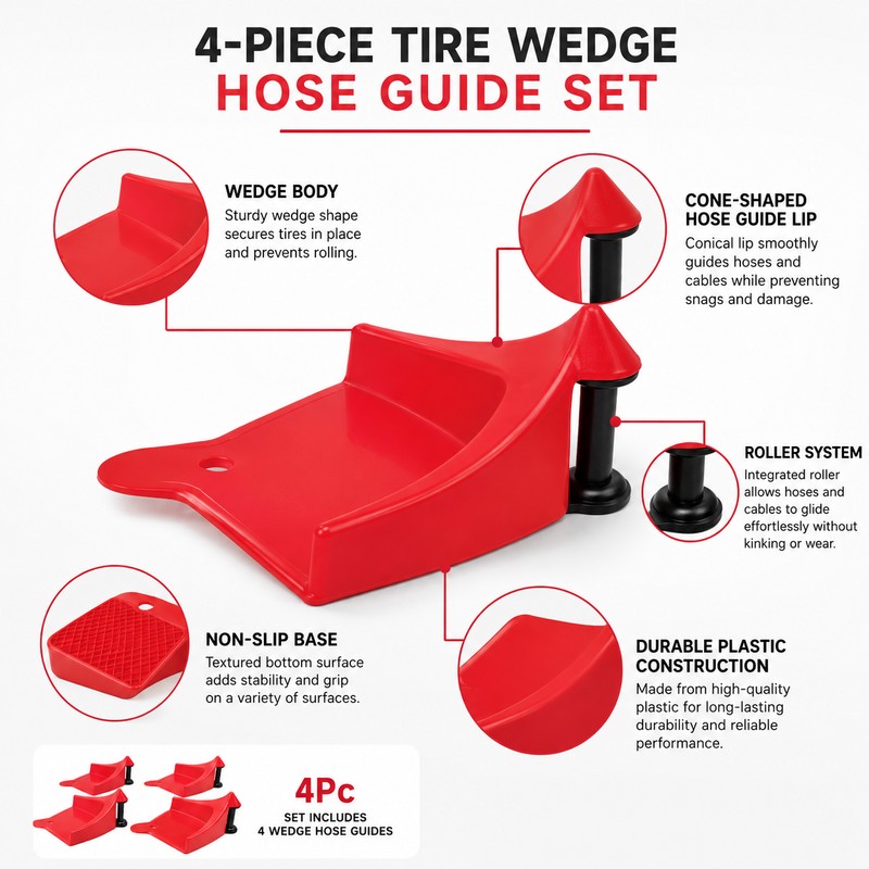 4-Pack Tire Hose Guide Wedges for Car Washing – Portable