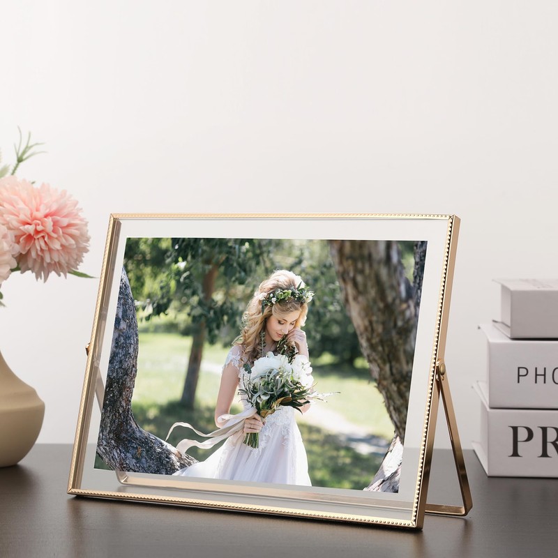 Gold Floating Picture Frame 7x5'' Set of 2(Horizontal) for Picture