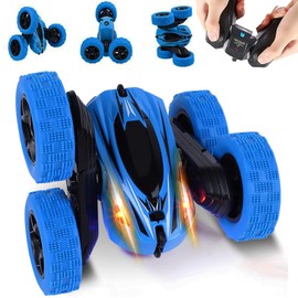 PULLAFUN Remote Control Car-RC Stunt Car Toy, Double Sided 360°Rotating Tumbling Rechargeable Car, High Speed 2.4Ghz Remote Control Race Car, 4WD Off Road Vehicle, 3D Deformation Car 1:24(Blue)
