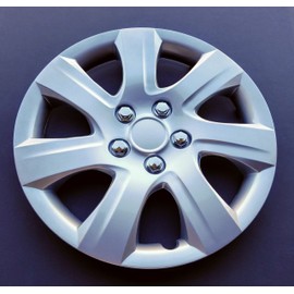 New Wheel Covers Replacements Fits 2010-2011 Toyota Camry; 16 Inch; 7 Spoke; Silver; Plastic; Set of 4; Spring Steel Clip; Wheel Cover has fake lugs Nuts