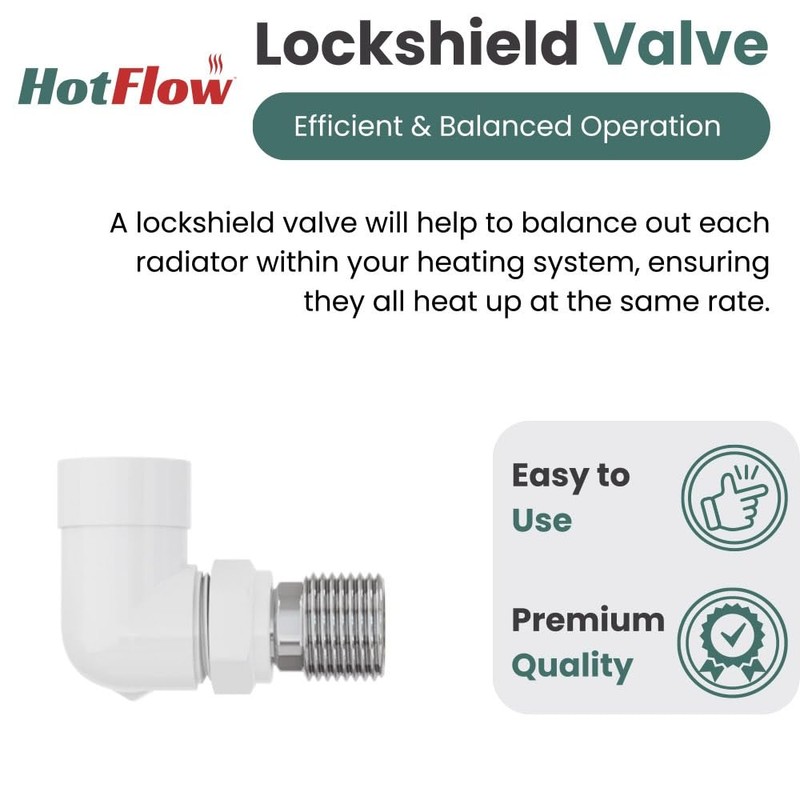 Hot Flow All-White Estuary Corner TRV Thermostatic Radiator Valve (Pair)