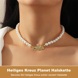 Saturn Faux Pearl Choker Necklace 3 Pieces Planet Pearl Necklace for Women Beads Saturn Crystal Rhinestone Necklace Planet Chain Pearl Necklace with Pendant for Wife Girlfriend Daughter Mother Gift