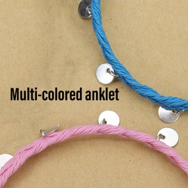 AIMALL 3 PCS Bohemian Style Wax Woven Wave Bracelet and Anklet Set, Women's Three-Piece Adjustable Jewelry