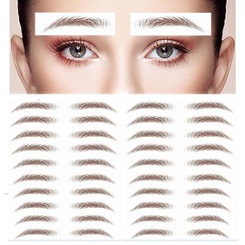 40 Pairs 6D Hair-Like Eyebrow Tattoo Stickers Waterproof Natural Fake Tattoo Eyebrows Transfers Temporary Brow Tattoo Peel Off Grooming Shaping Sticker for Woman Makeup Tool