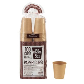 Sunup C15100MZAW Standard Size, 5 oz Cup, Everyday Use, 5.3 fl oz (150 ml), Unbleached, Pack of 100, Compact Management in Double Row Packaging, Compatible with Sannap Dispensers (CD-5DB), Compatible