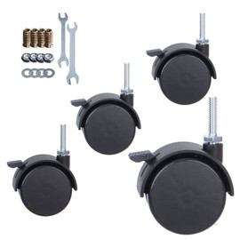 2 Inch Casters Swivel Stem Caster Wheel 1/4" - 20 x 1 New PP Furniture Shelving Casters Replacement Castors with Brakes (with Brake-Black)