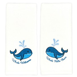 Luxury Soft Absorbent Whale Guest Hand Towels: Ocean Friendly Greetings, 2 Piece (Whale Hello There)