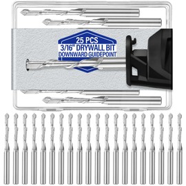Tondiamo 25 Pcs 3/16" Drywall Bit Downward Spiral Router Cutout Bits M2 Speed Steel Down Guidepoint Drill Tool for Rotary Spiral Saw Router Use