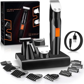 Beard Trimmer for Men, Mens Beard Face Hair Trimmer Cordless Washable Facial Nose Mustache Trimmer Groomer, Electric Razor for Men 5 in 1 Body Grooming Kit for Men USB Rechargeable