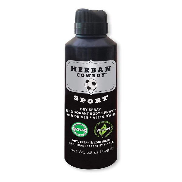 HERBAN COWBOY Dry Spray Deodorant Sport – 2.8 oz | Men’s Dry Spray Deodorant | Enhanced with Parsley, Rosemary & Sage | No Parabens, No Phthalates & Certified Vegan