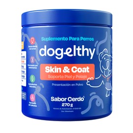 Dogelthy Skin & Coat Suplemento para Piel y Pelaje para Perro | Hecho a Base de Aceite de Pescado, Vitamina C/E, Complejo B, Zinc y más